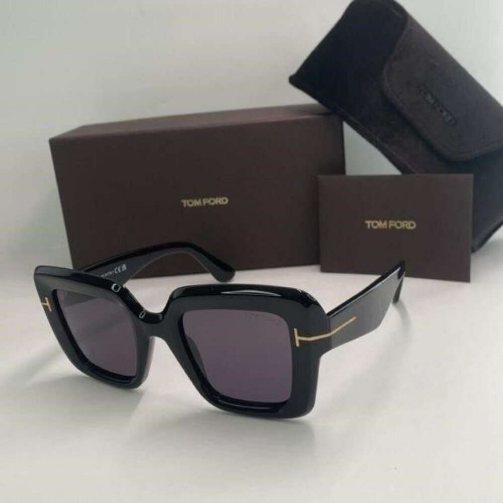 New Authentic Tom Ford Women's Black Esme Smoke Square Sunglasses Ft1157 01a 50